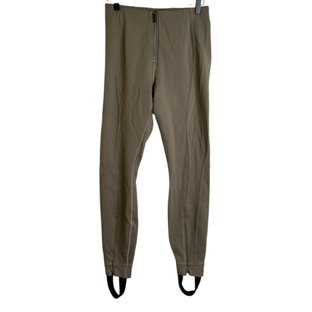 Lululemon Pull-On Zip-Front High-Rise Pant Full Length Beige Stirrups Size Mediu